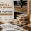 Poster about using laser cutting for architectural models and decor; background shows a laser cutter, stacked wooden model, and decorative lattice panels.
