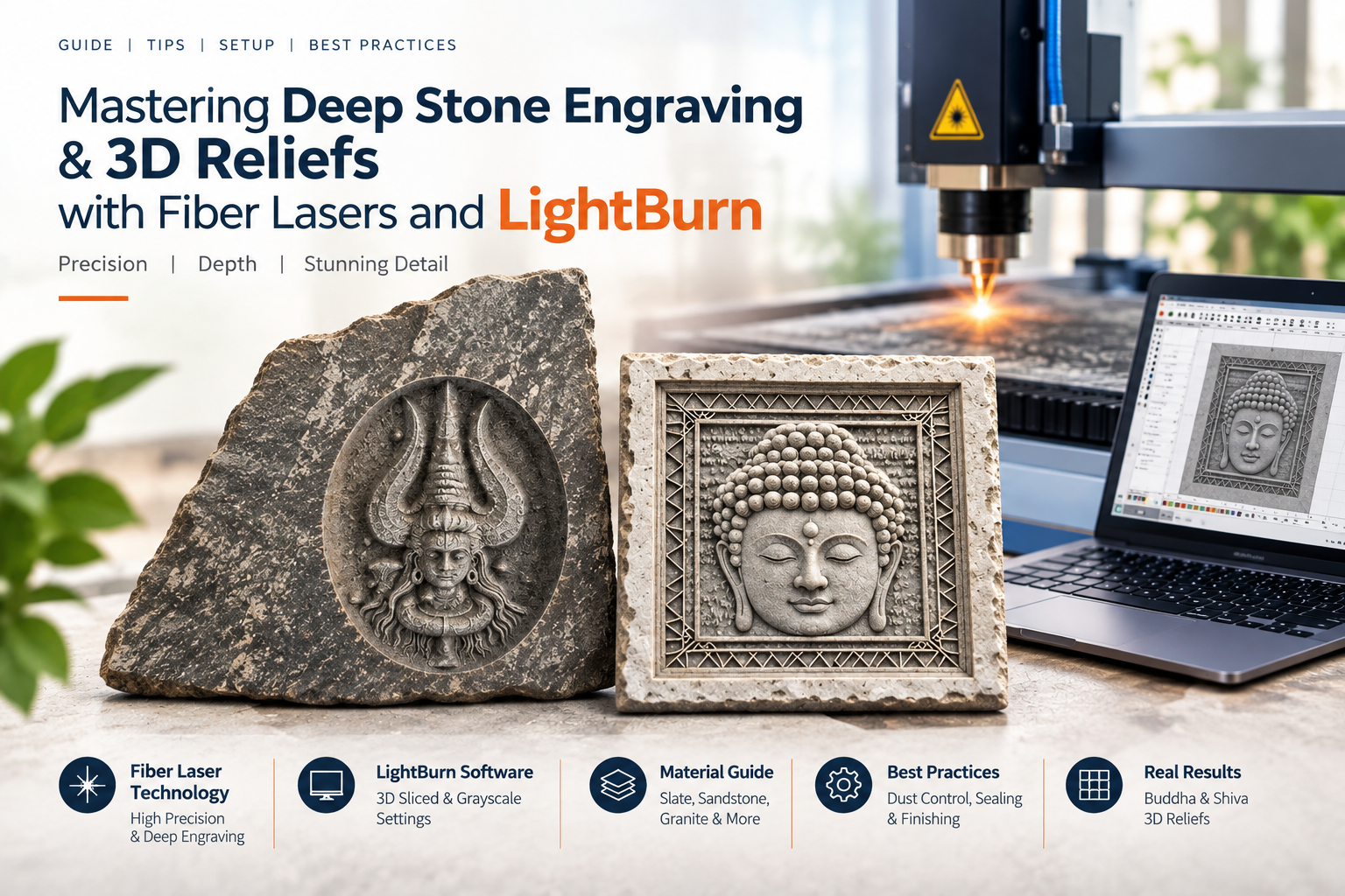 fiber laser stone engraving